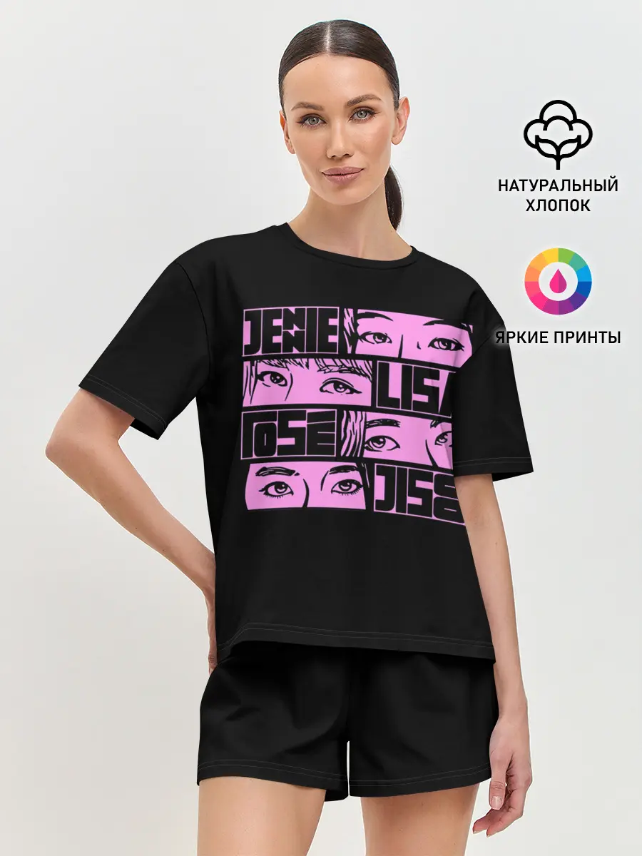 Женская пижама с шортами / Black pink eyes