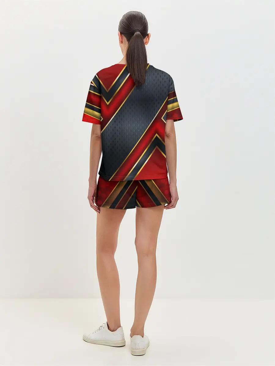 Женская пижама с шортами / Black & Red 3D