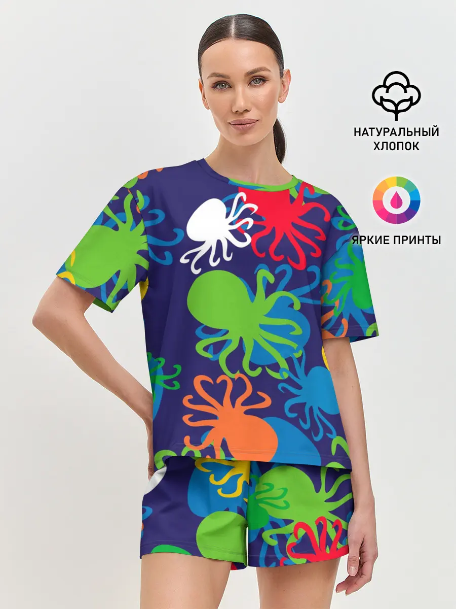Женская пижама с шортами / Осьминоги