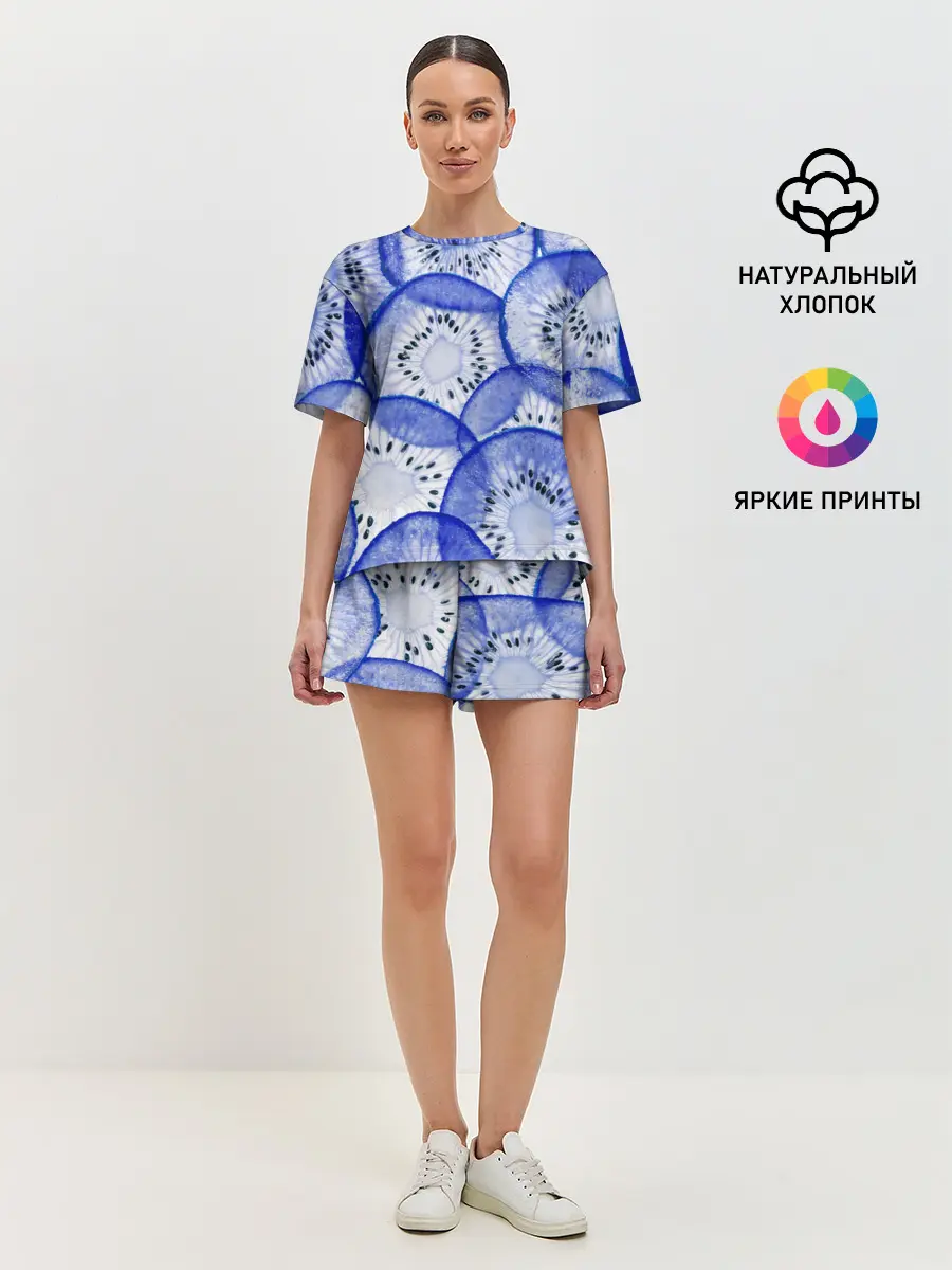 Женская пижама с шортами / Синий Киви