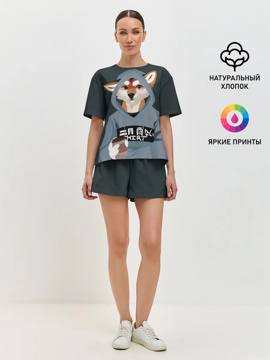 Женская пижама с шортами / Furry fox