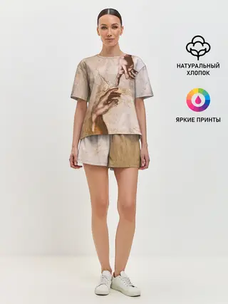 Женская пижама с шортами / Микеланджело сотворение Адама