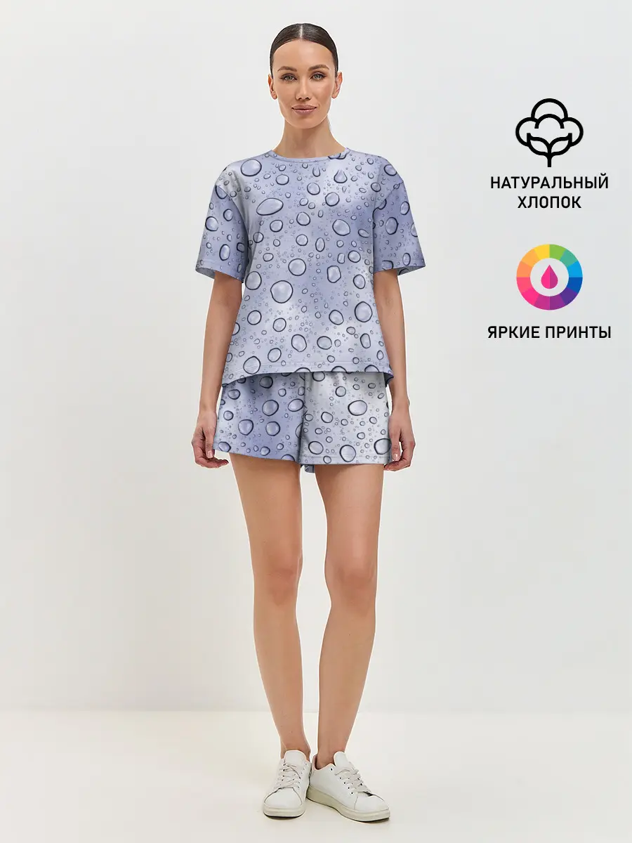 Женская пижама с шортами / Капли на Стекле