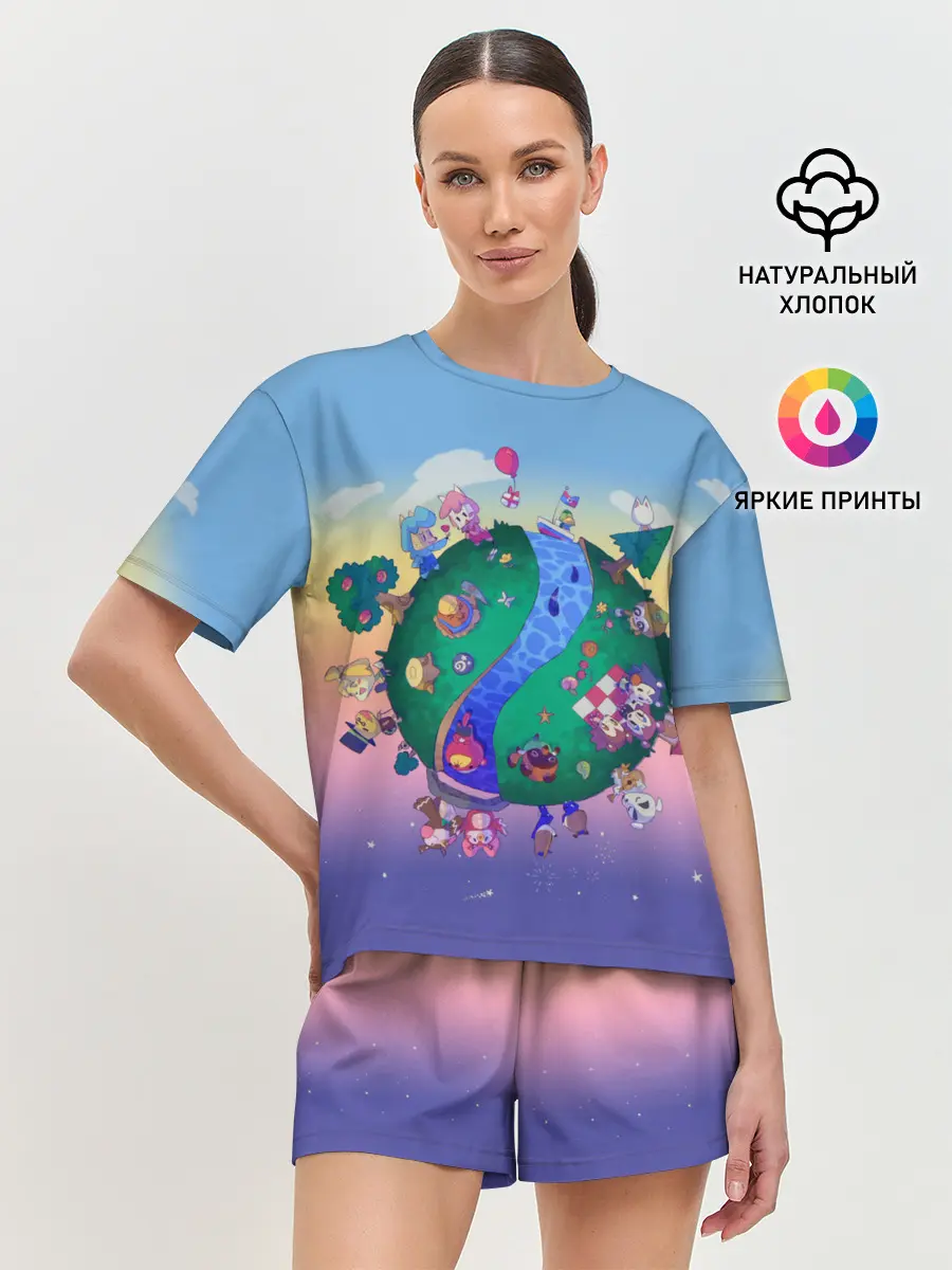 Женская пижама с шортами / Animal crossing world