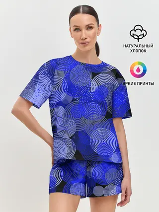 Женская пижама с шортами / Синие круги