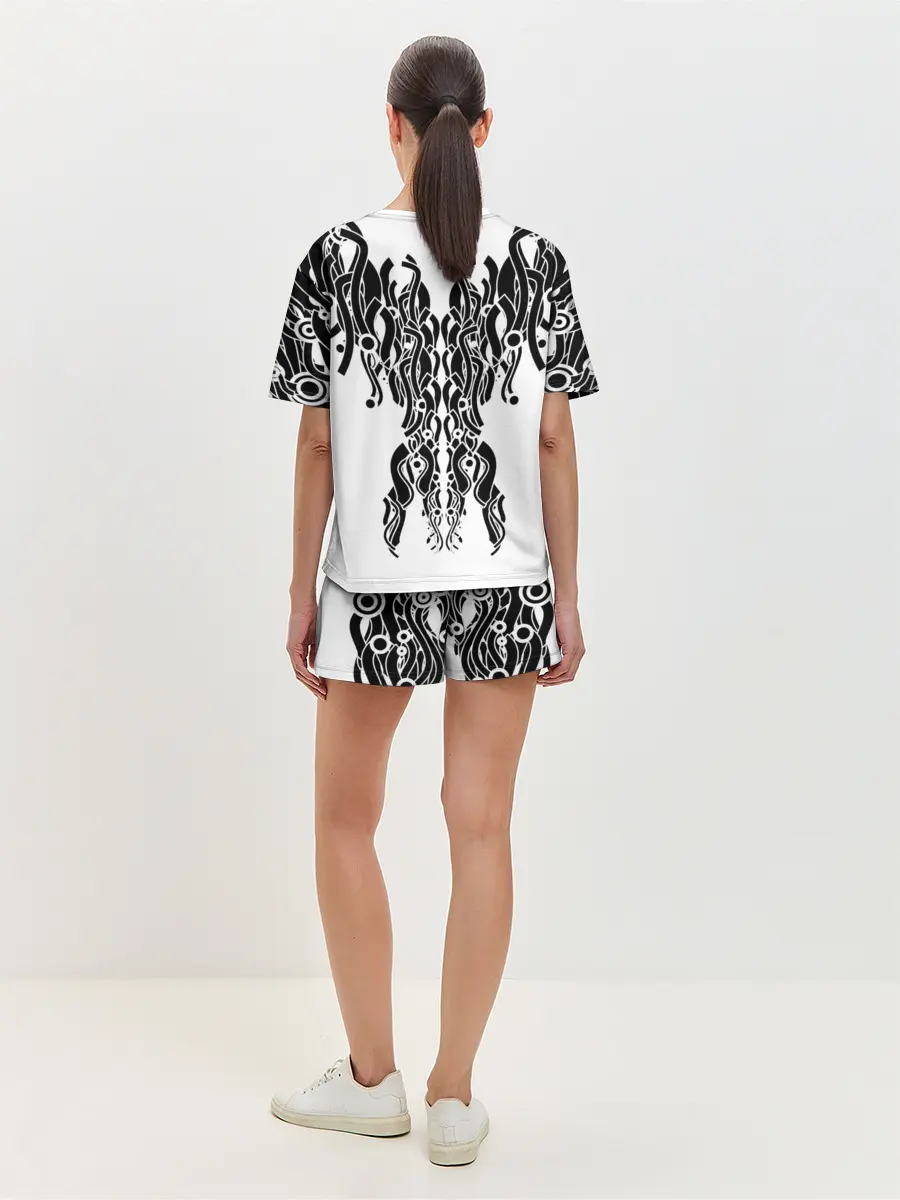 Женская пижама с шортами / абстракция, круги, линии,