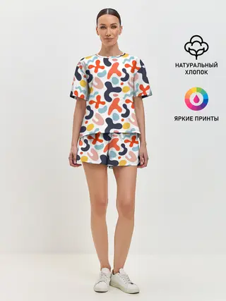 Женская пижама с шортами / Абстрактные цветные пятна
