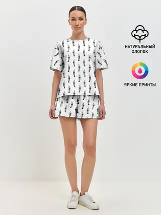 Женская пижама с шортами / Труба, музыкальный инструмент