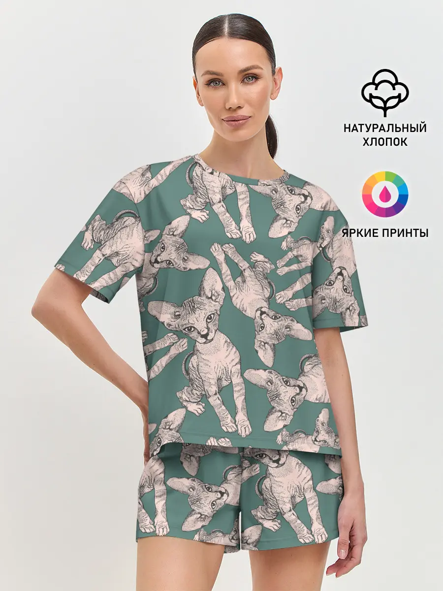 Женская пижама с шортами / Котёнок сфинкса