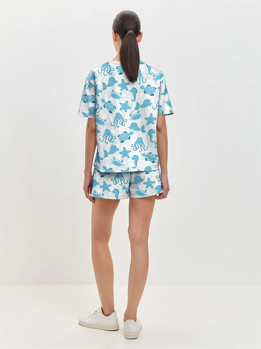 Женская пижама с шортами / Морские жители