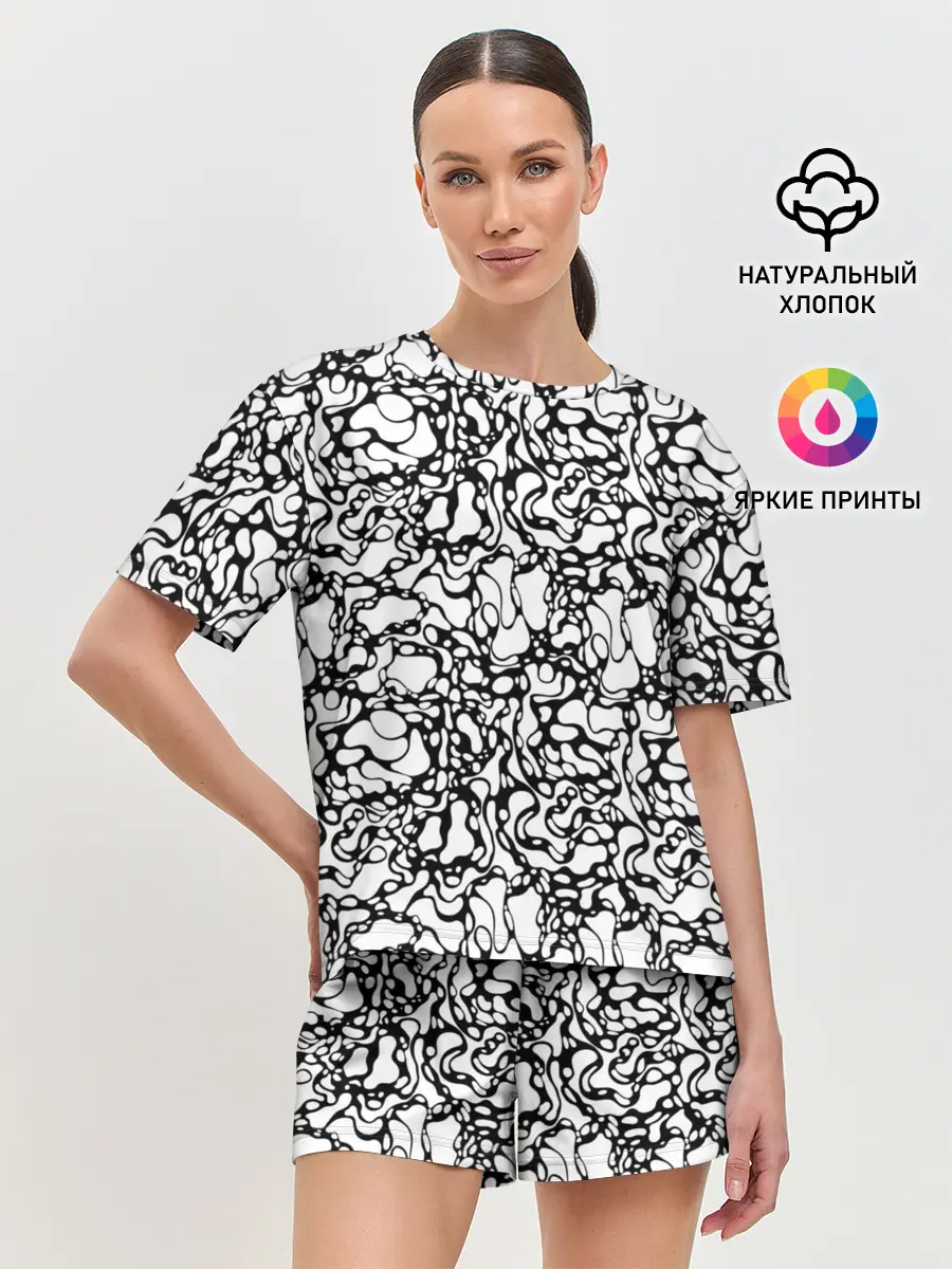 Женская пижама с шортами / Абстрактная жидкость