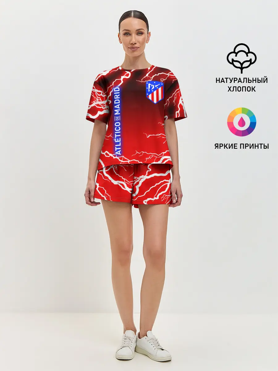 Женская пижама с шортами / АТЛЕТИКО МАДРИД / МОЛНИИ