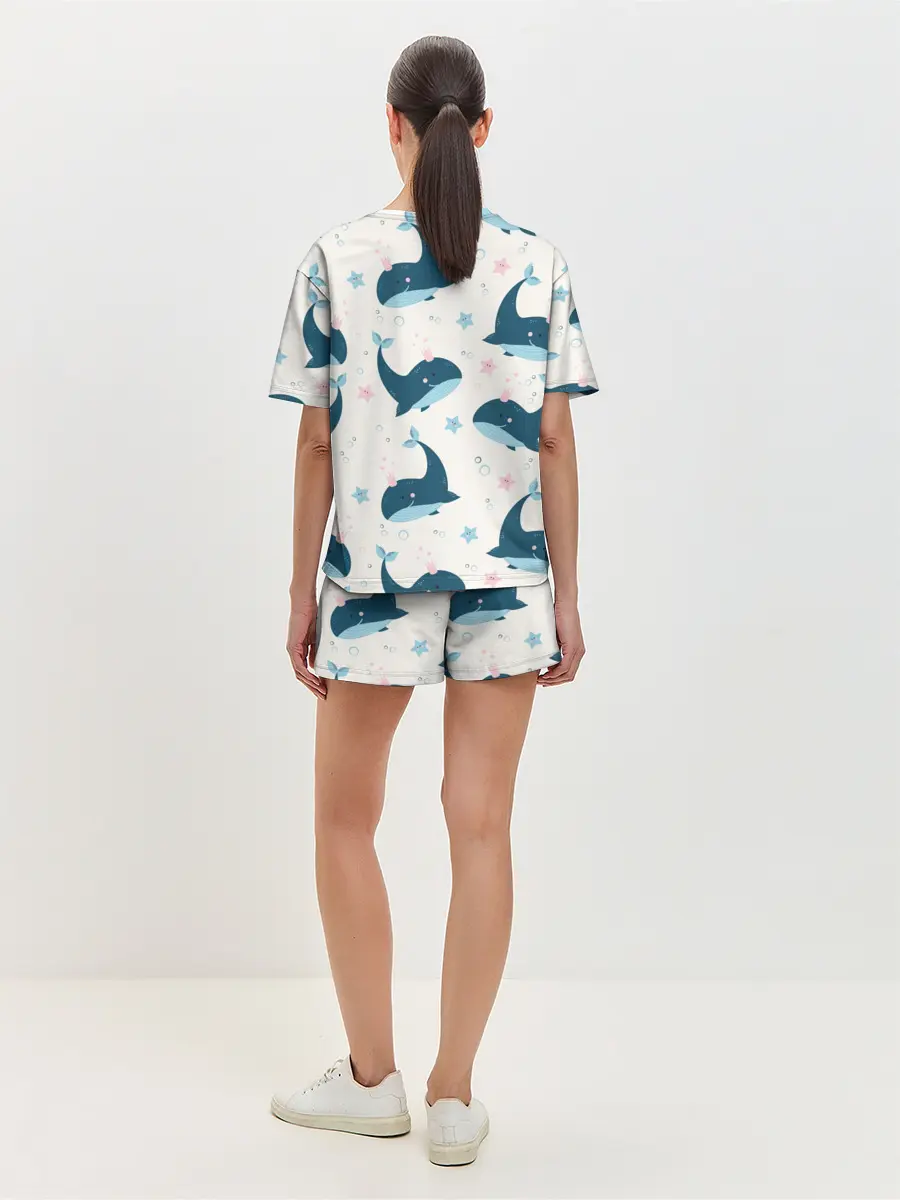 Женская пижама с шортами / Киты