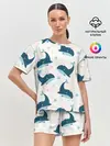 Женская пижама с шортами / Киты