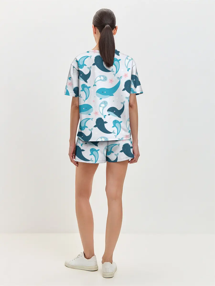 Женская пижама с шортами / Киты и тюлени
