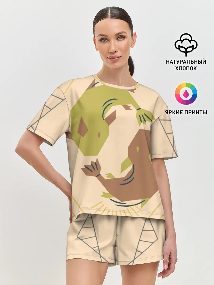 Женская пижама с шортами / Рыбы. Знаки зодиака, море