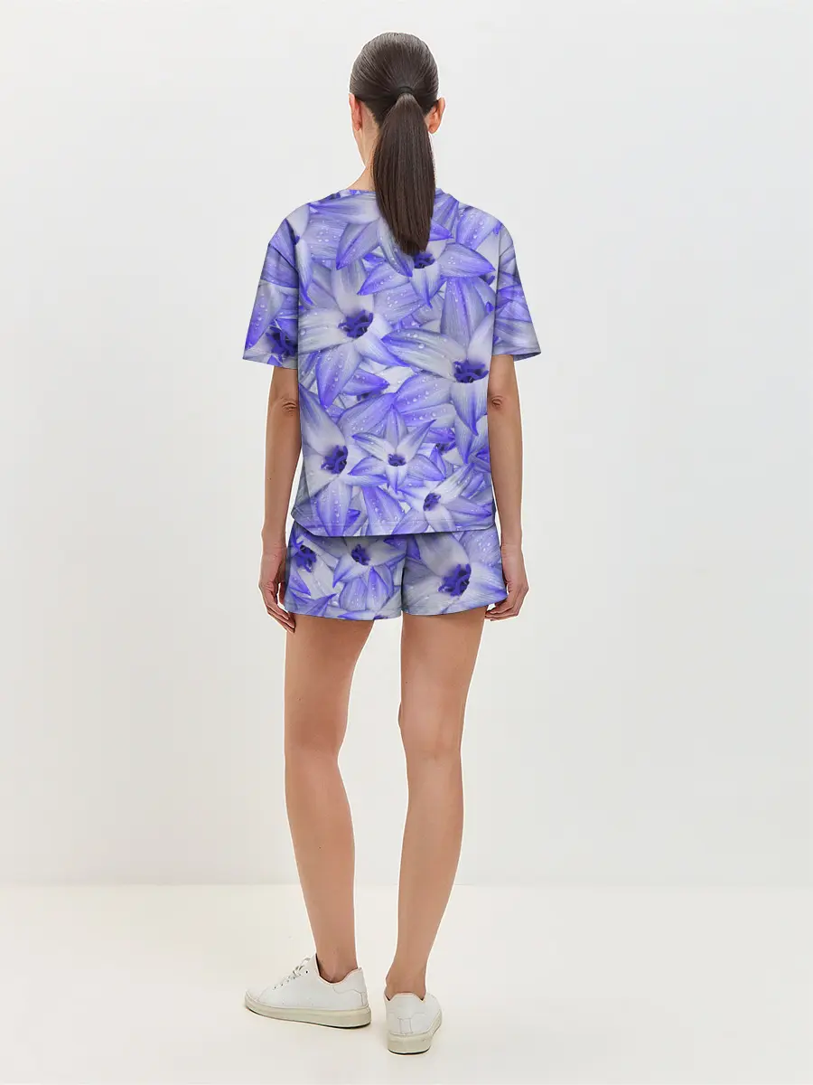 Женская пижама с шортами / Синие Цветы
