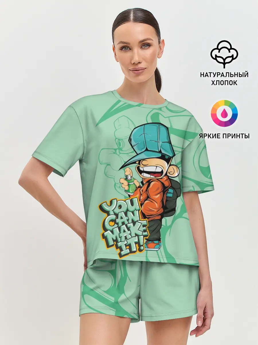 Женская пижама с шортами / Люблю граффити