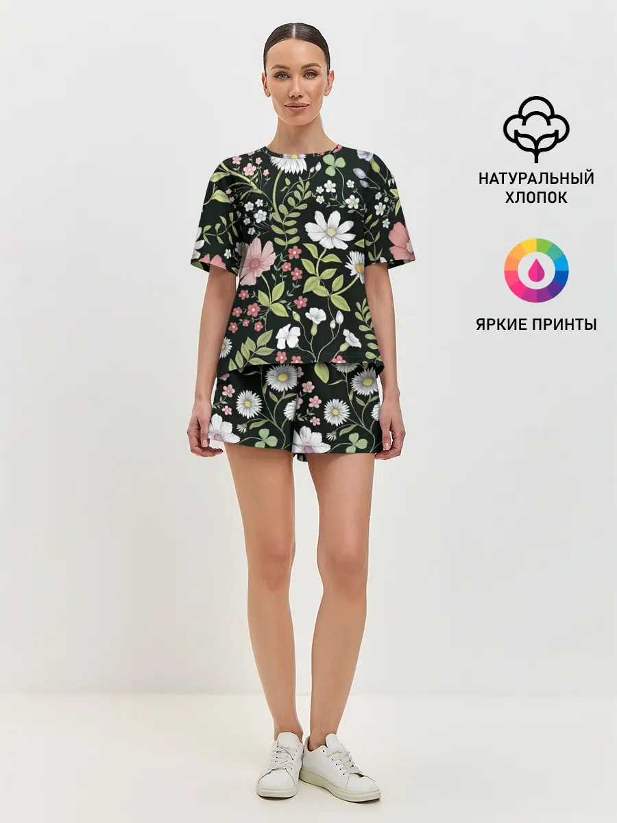 Женская пижама с шортами / Полевые цветы