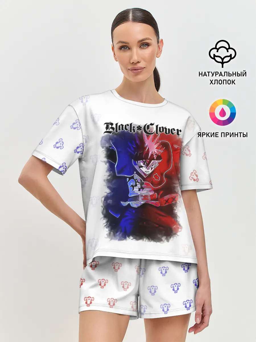 Женская пижама с шортами / Аста Чёрный клевер | Черные быки