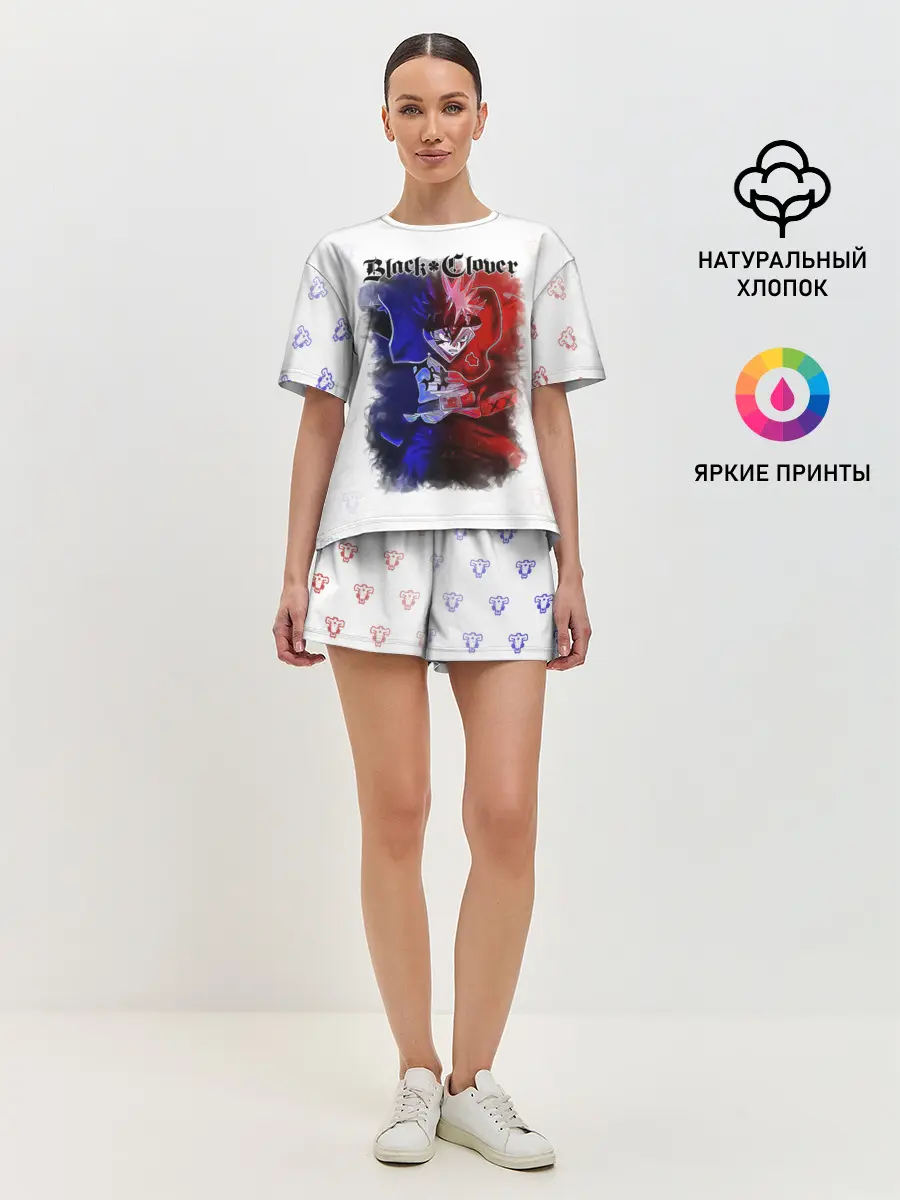 Женская пижама с шортами / Аста Чёрный клевер | Черные быки