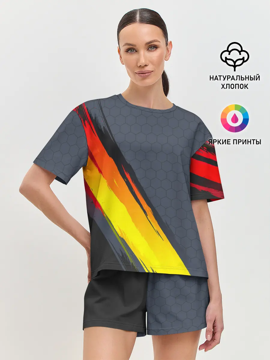 Женская пижама с шортами / Gray Yellow Style