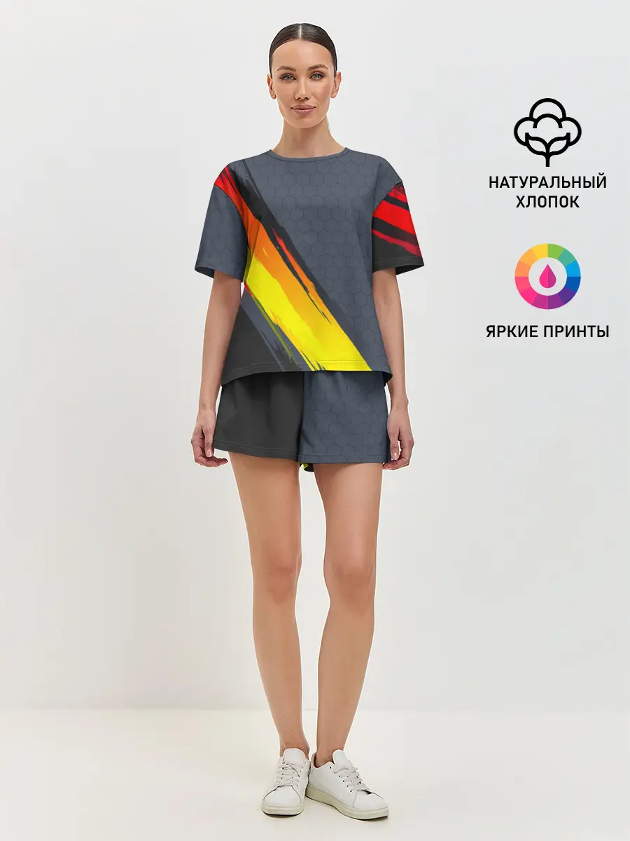 Женская пижама с шортами / Gray Yellow Style