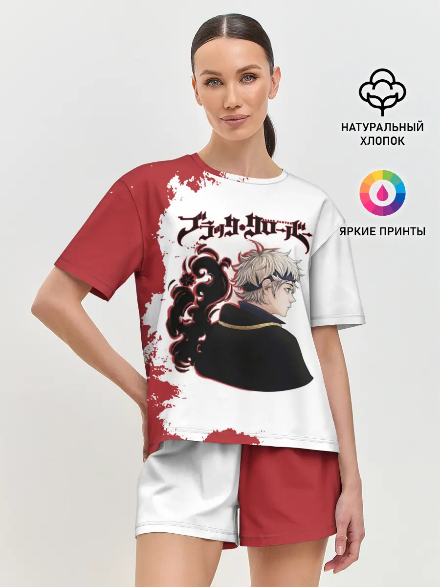 Женская пижама с шортами / Аста Чёрный клевер красный дым