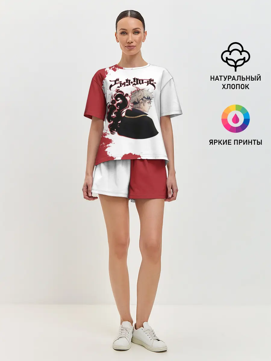 Женская пижама с шортами / Аста Чёрный клевер красный дым