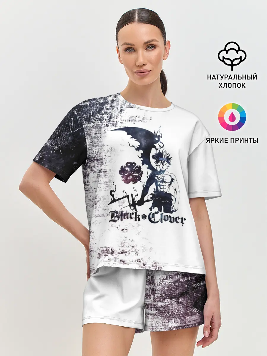 Женская пижама с шортами / Чёрный демонический Аста Либе