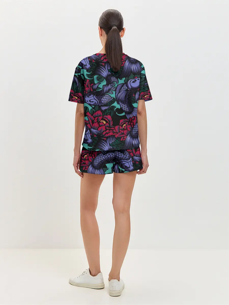 Женская пижама с шортами / Японские карпы