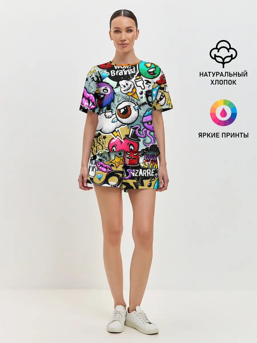 Женская пижама с шортами / Граффити