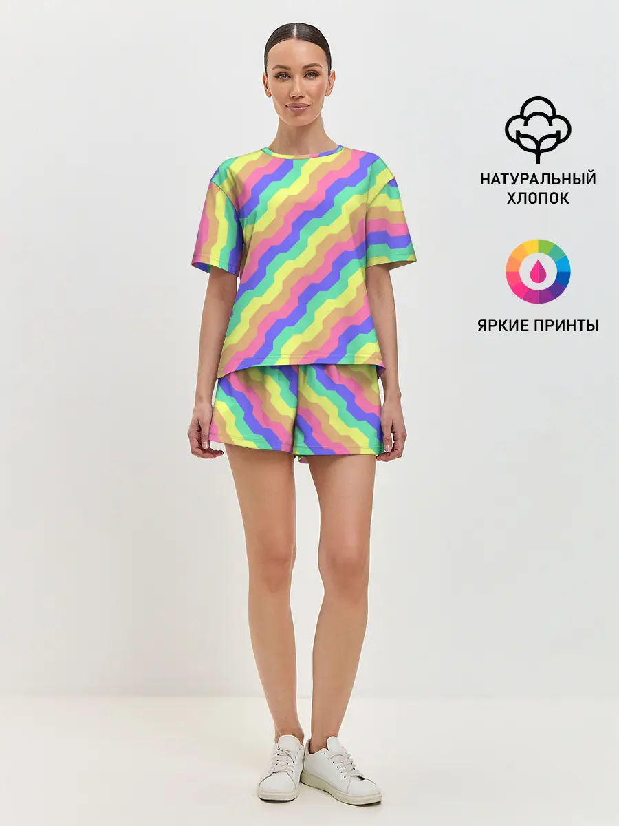 Женская пижама с шортами / Радужные волны