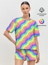 Женская пижама с шортами / Радужные волны