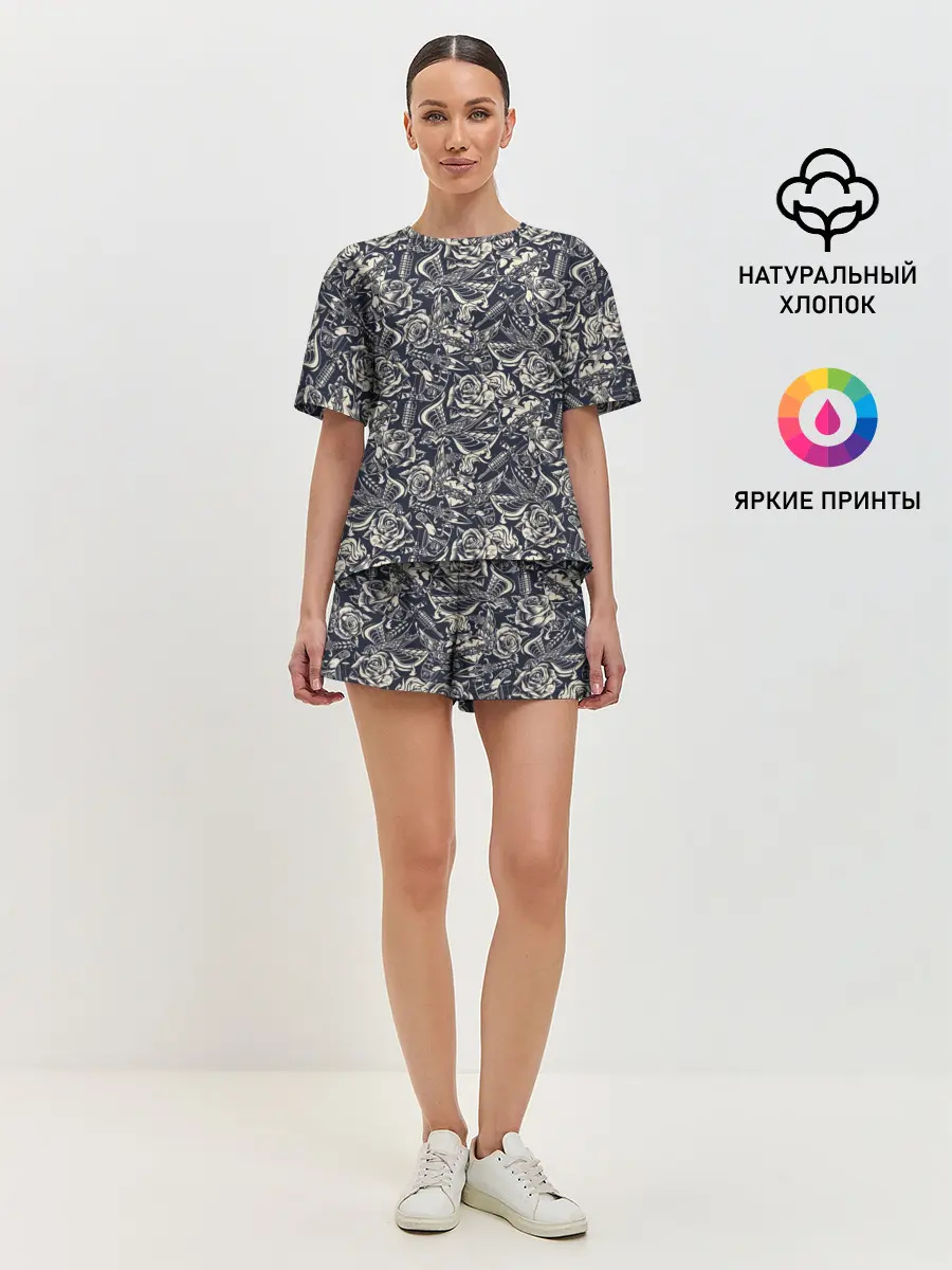 Женская пижама с шортами / Тату мастер