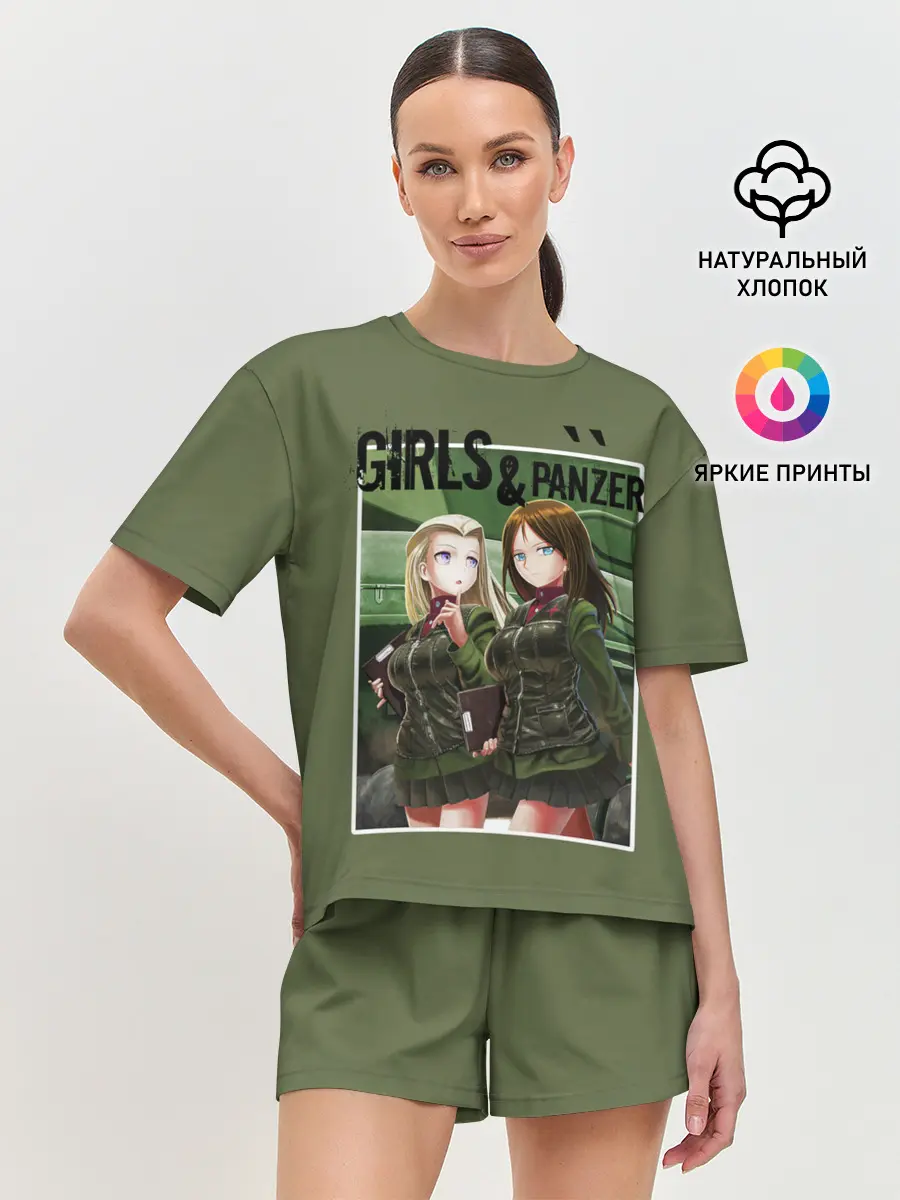 Женская пижама с шортами / Девушки и танки