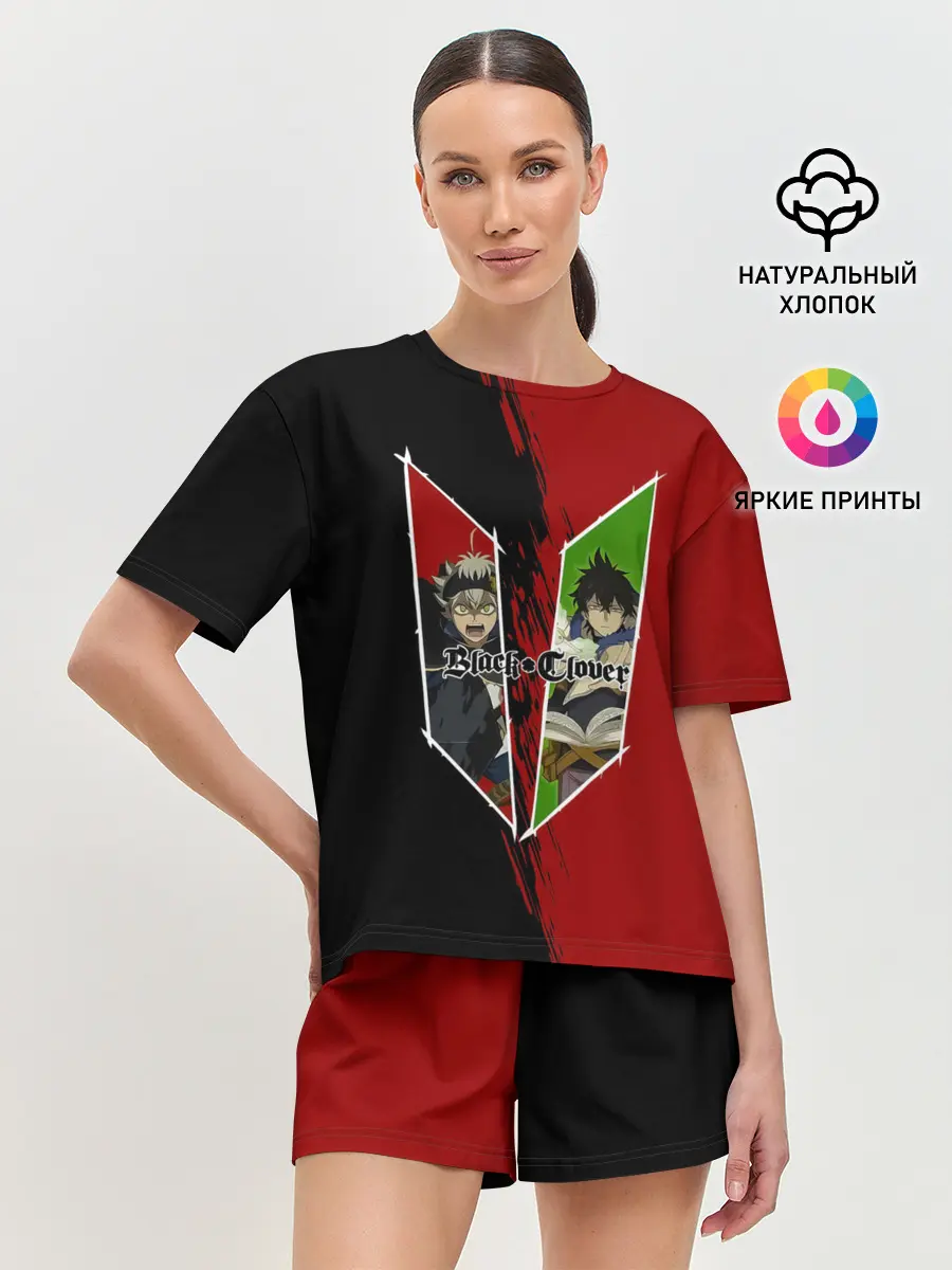 Женская пижама с шортами / Аста | Юно Чёрный клевер