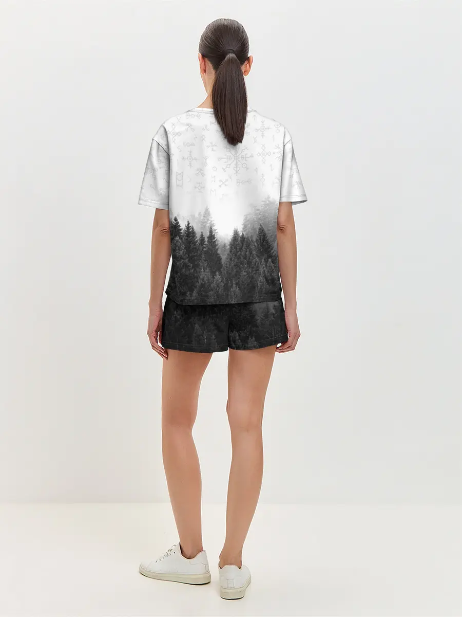 Женская пижама с шортами / Лес и руны