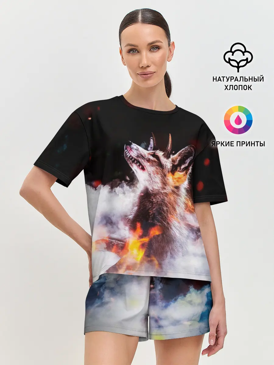 Женская пижама с шортами / Лиса с рогами