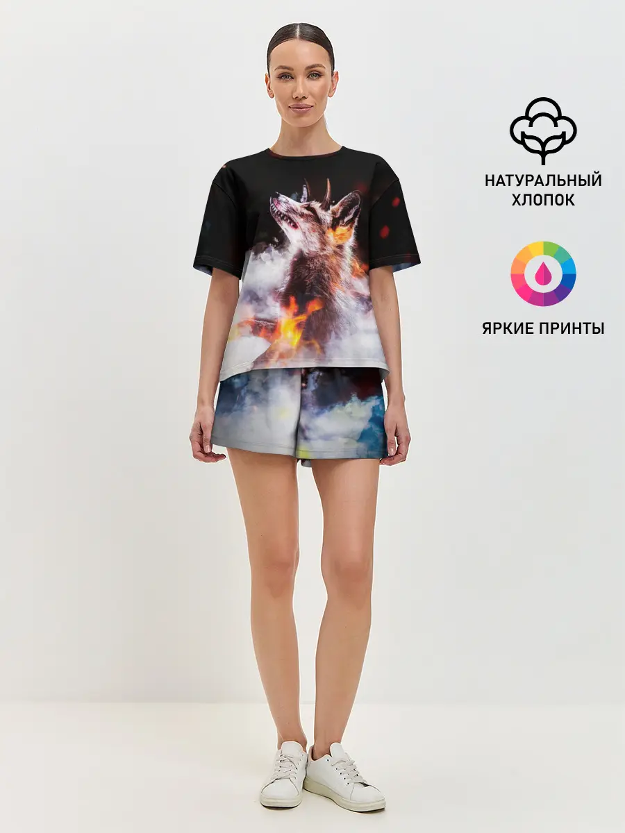 Женская пижама с шортами / Лиса с рогами