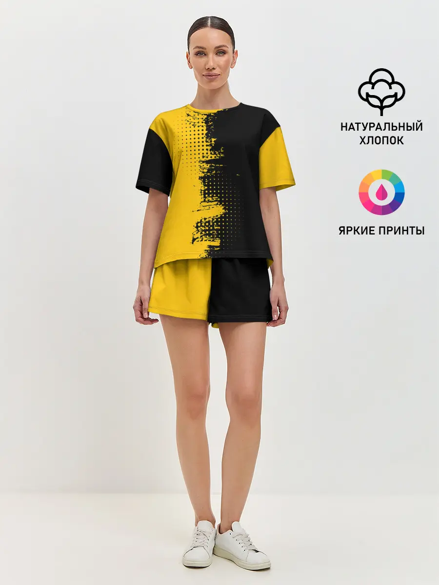 Женская пижама с шортами / ЧЕРНО ЖЕЛТЫЙ ГРАНЖ | GRUNGE