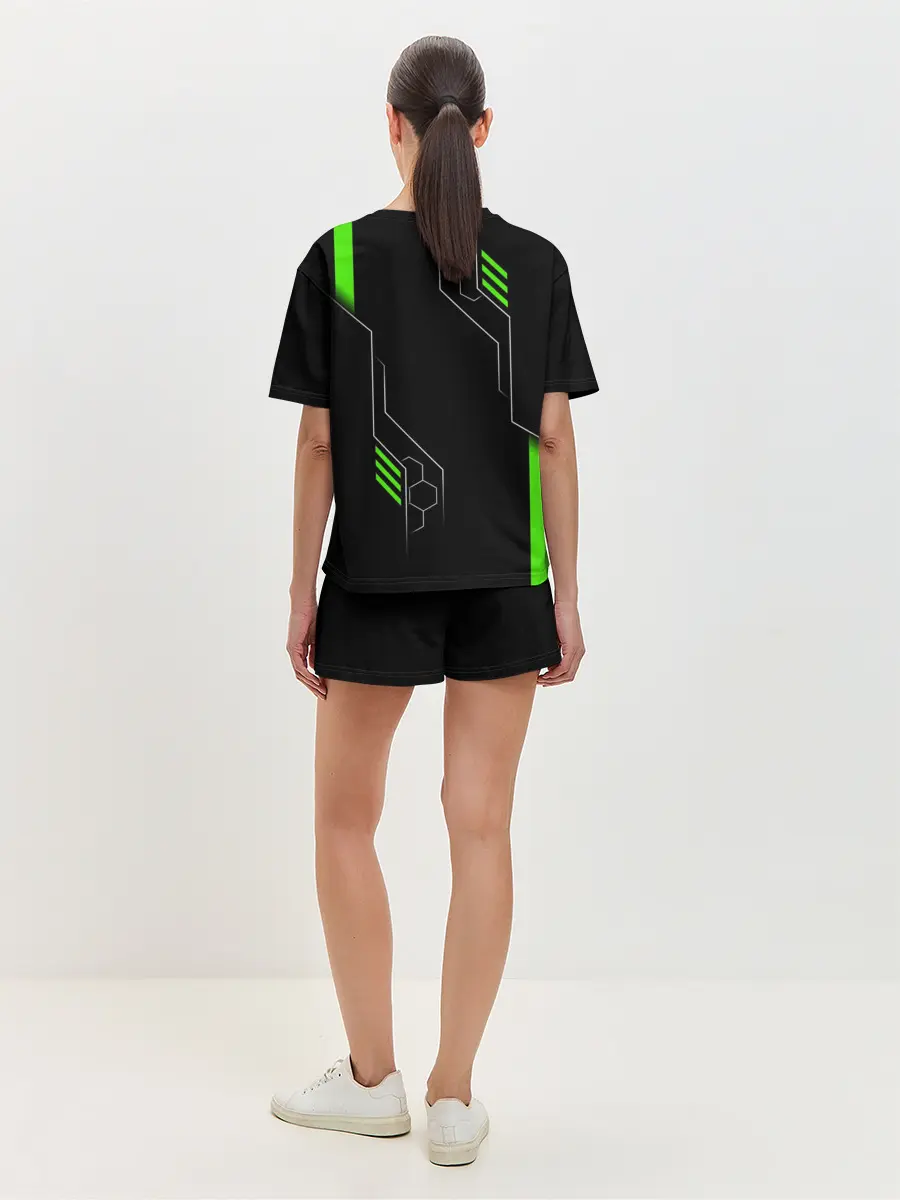 Женская пижама с шортами / ФУТУРИСТИЧНАЯ БРОНЯ | ЗЕЛЕНАЯ