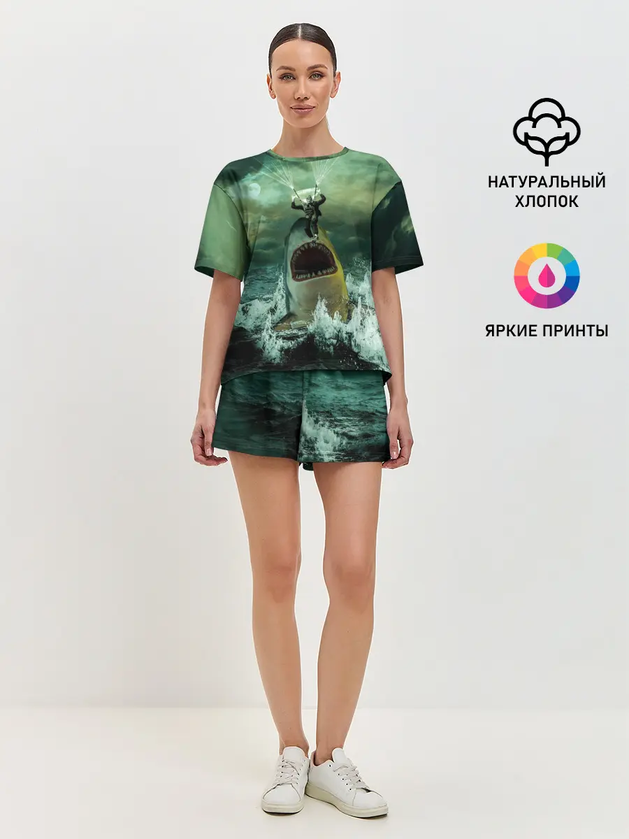 Женская пижама с шортами / Shark Attack | Акула атакует