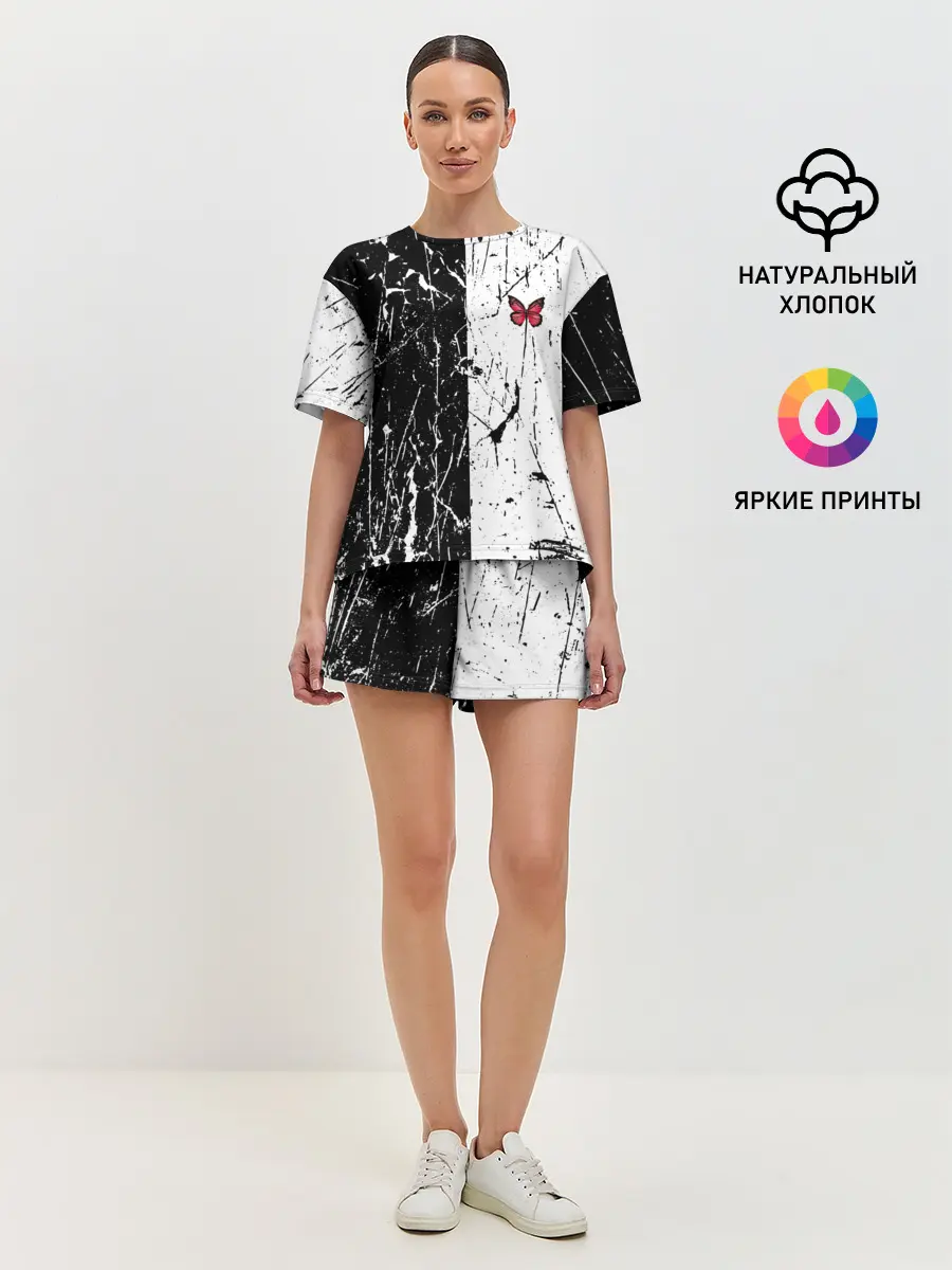 Женская пижама с шортами / ЧБ ГРАНЖ | RED BUTTERFLY