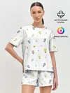 Женская пижама с шортами / Цветы и бабочки
