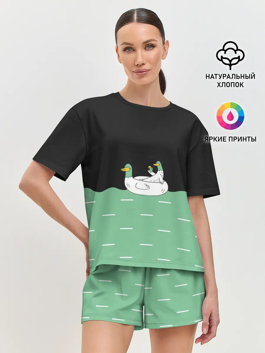 Женская пижама с шортами / Уточки