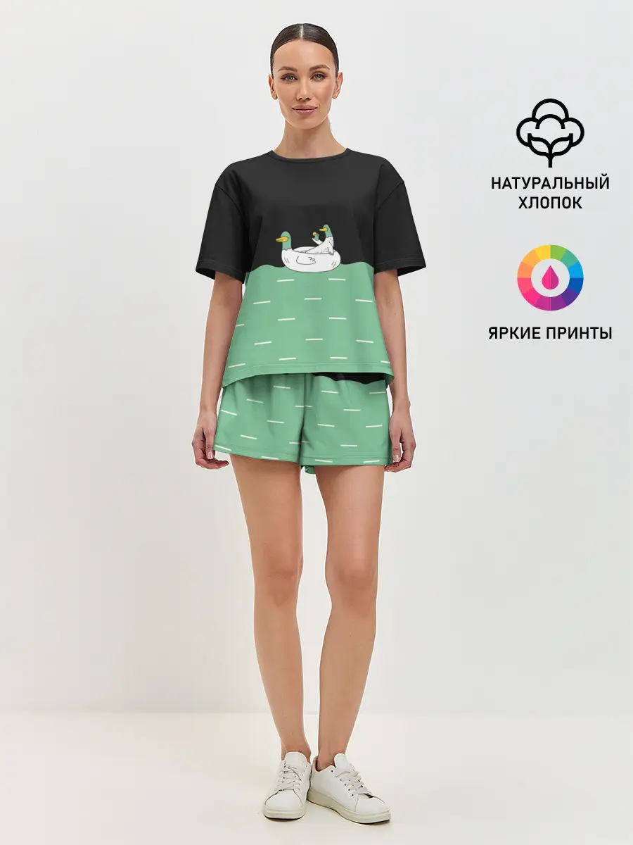Женская пижама с шортами / Уточки