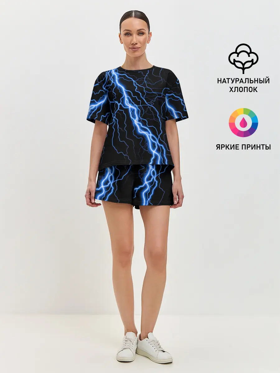 Женская пижама с шортами / ГОЛУБАЯ МОЛНИЯ / ГРОЗА