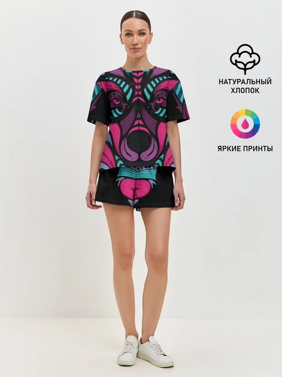 Женская пижама с шортами / Морда волка