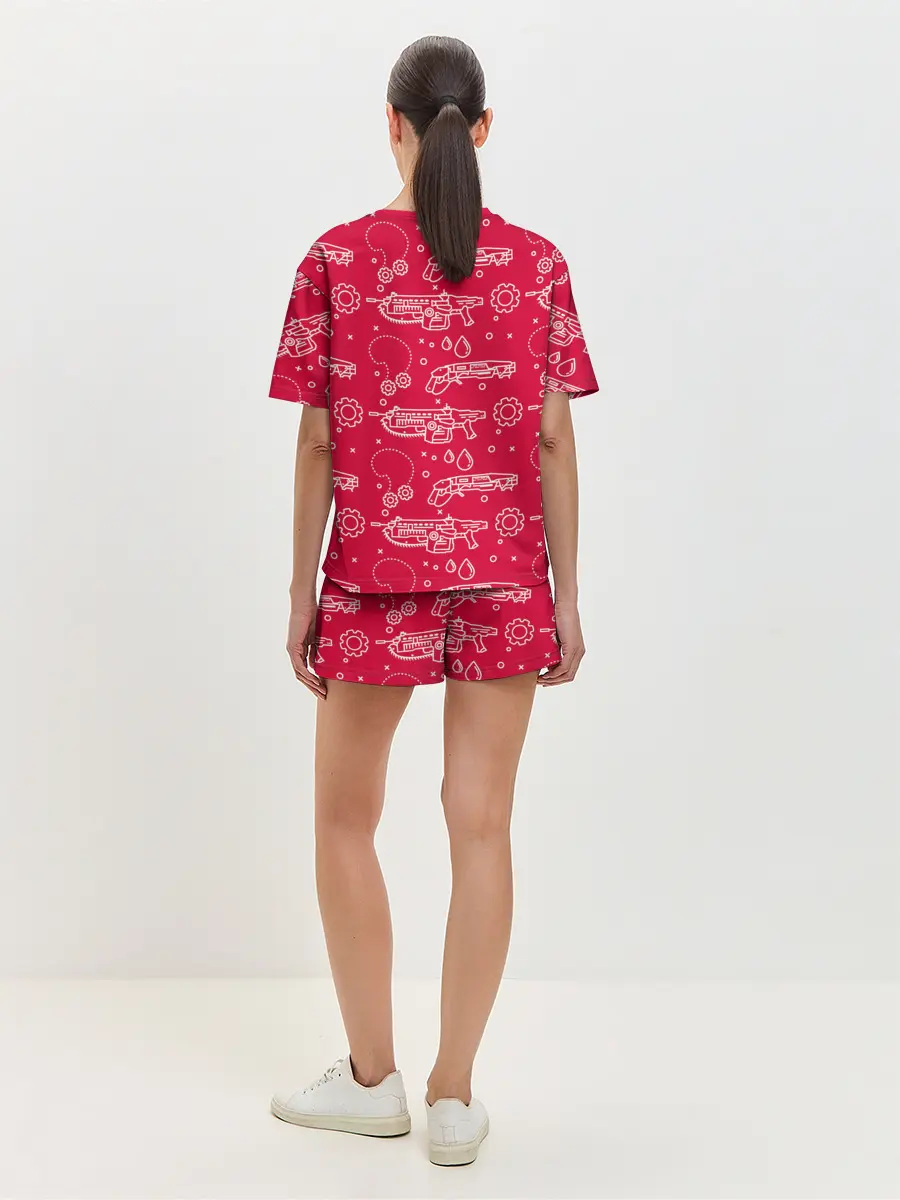 Женская пижама с шортами / Gears pattern